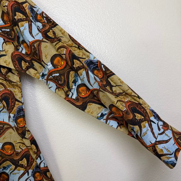 Eton Dress Shirt Mens 39 Medium Slim Fit Tan Long Sleeve Button Up Octopus - Picture 6 of 11